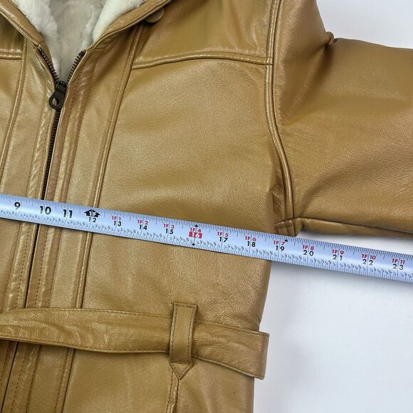 Wilsons Leather Penny Lane Belted Jacket S Y2K Coat Faux Fur Hood Cabincore Boho - Picture 9 of 16